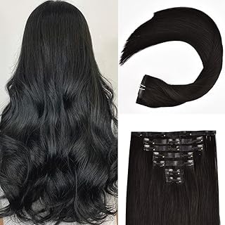 Hair extensions with clips without seam Humans Remy Smooth and silky 16 inch # 1B Invisible Clip extensions black natural 120g 7 pieces with seamless clips.. Shop smarter, not harder with DIAYTAR NIGERIA - thousands of products at your fingertips with affordable delivery.