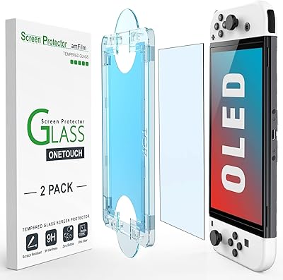 AM Film One Touch Screen Protector Glass designed for Nintendo Switch OLED 2021 - with automatic alignment kit, without bubbles [2 -paack].. DIAYTAR NIGERIA: Your trusted marketplace that combines variety, affordability and reliable shipping.
