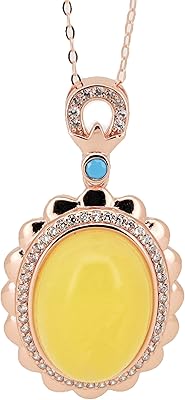 Natural amber necklace for women, free silver channel S925 18 ", 37 mm x 20 mm; 18 mm, cubic zirconia, honey amber.. Experience shopping freedom with DIAYTAR NIGERIA's vast selection and 5-8 day nationwide delivery service.