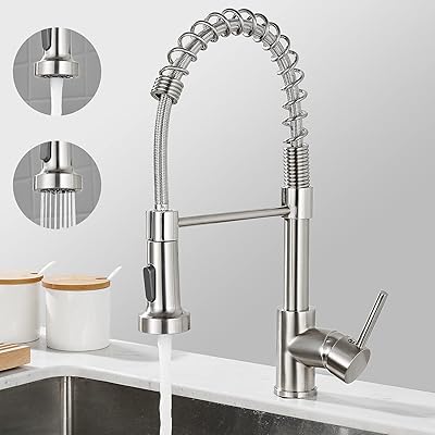 Omera kitchen faucets, high -arched sink sink faucet, sink taps with unique stainless steel handle, kitchen taps with extractable spray, double function spray head, for single -leot sink (silver).. DIAYTAR NIGERIA: Connecting Nigerians with their needs through our affordable and diverse marketplace.