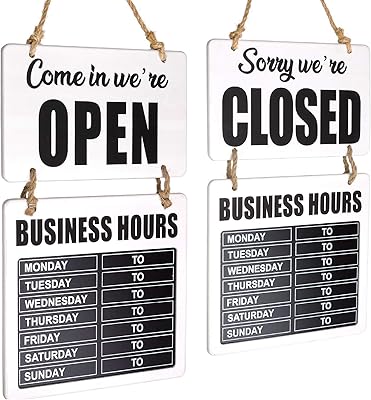Table with white chalk exlo global product to hang for office hours, restaurant door, welcome chalk table (open/closed double side) hanging decoration (white).. Find quality and variety without breaking the bank — only on DIAYTAR Nigeria.