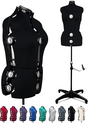 Mannequin in adjustable fabric for women with 13 black seam discs, torso of the body of the mannequin with support, shoulder height up to 70 "(size m).. Shop the future with DIAYTAR NIGERIA - thousands of products, unbeatable prices, delivery within a week.
