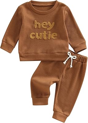 Sweet-shirt and long sleeve pants for baby, infant, toddler, thick plush winter clothing, solid pants, two-room sets.. DIAYTAR NIGERIA: Empowering Nigerians with access to affordable products delivered within 8 days.