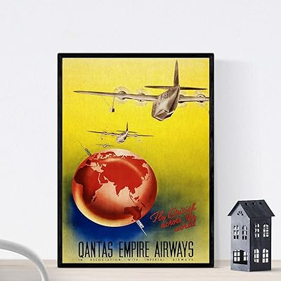 Vintage nacnic advertising poster of the Australian airline format A3.. DIAYTAR NIGERIA: Your partner in affordable e-commerce with dependable delivery across Nigeria.