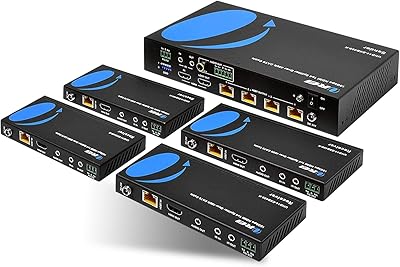 HDMI 1x4 hdbaset 4K extension distributor by Orei One Cable Multi -More Cat6/7 4K @60Hz 4: 4 HDCP 2.2 with EDID distance management, HDR - Up to 400 feet - Output - Low latency - Full support.. DIAYTAR Nigeria: trusted by thousands for fast, reliable delivery.