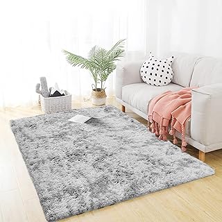 Long hair carpet Ultra soft flarestar for bedroom, children's bedroom, bedside and children's room (gray and white, 4 feet x 5.3 inches).. DIAYTAR NIGERIA makes online shopping accessible with our budget-friendly prices and reliable shipping.