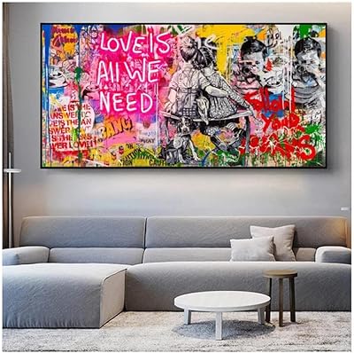 Canvas paintings entitled "Love is all we need" by Banksy Art - 60 x 120 cm.. Elevate your shopping experience with DIAYTAR NIGERIA's vast catalog and budget-friendly options.