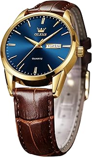 Classic analog watch with quartz movement, brown leather bracelet, display of the date of the week, black/blue/white dial, waterproof 3 ATM for men and women.. Discover the joy of online shopping with DIAYTAR NIGERIA's budget-friendly prices and reliable shipping.