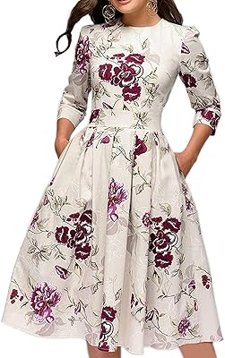 Elegant Floral Midi Evening Dress for Women, 3/4 sleeves.. DIAYTAR NIGERIA: Where every click leads to affordable purchases delivered promptly to your door.