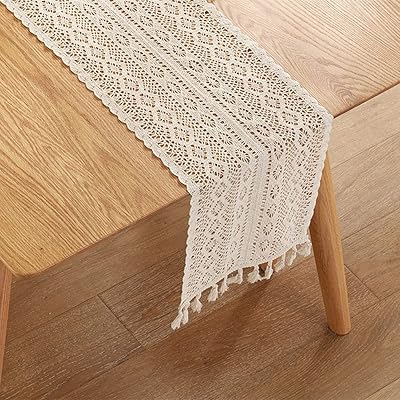 Bohemian beige table runner in macrame with vintage rustic style hook for party.. Shop with confidence at DIAYTAR NIGERIA, enjoying competitive prices and delivery within 8 days.