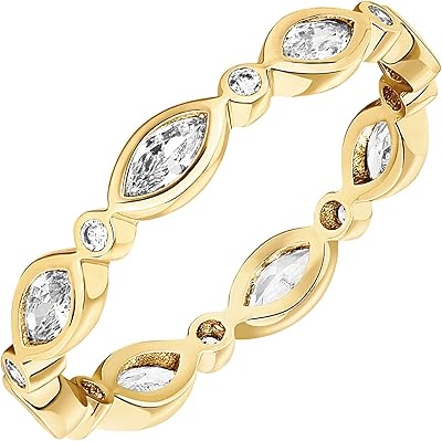 Stacked Ring Plated 14 Carats Bafoy | Marquise eternity bracelet for women | Stacked ring gold, zirconia, gold, cubic zirconia.. Experience the power of choice with DIAYTAR NIGERIA's vast catalog and affordable 5-8 day delivery.