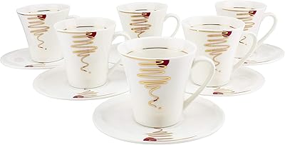 Shalo cup and Shalo cup of good china, white/gold, 200 cc, DS020913, 12 pieces.. DIAYTAR NIGERIA: Where affordability and variety come together with nationwide 5-8 day delivery.