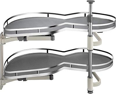 Organizer of Kitchen Cabinet Corner For Blind Corner, swivel tray with 2 levels in stainless steel, rotary storage system at 270 degrees, left and right sliding basket for blind corner cupboards.. You deserve better shopping — choose DIAYTAR Nigeria today.