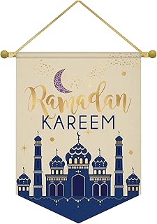 Iskan 242170 Banner in Eid Ramadan Kareem fabric 28 cm x 38 cm - 1 room.. DIAYTAR NIGERIA combines extensive product options with budget-friendly prices, delivered in 5-8 days.