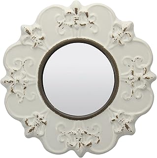 Round wall mirror in ancient ceramic stonebiar, vintage interior decoration for living room, kitchen, bedroom or corridor, French country decoration.. Experience retail therapy without the financial stress at DIAYTAR NIGERIA's affordable e-commerce platform.