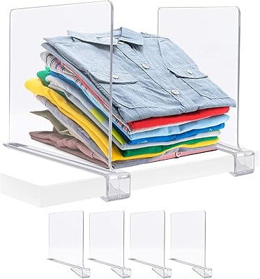 Acrylic shelf separators for shelf, 4 rooms, excellent organizer for clothing, household linen and handbag separators, versatile for cupboards, kitchen cabinets and bedroom (4 rooms).. Your ultimate shopping destination, DIAYTAR NIGERIA combines extensive selection with affordable shipping.
