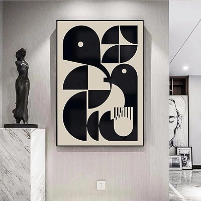 Black and beige bauhaus abstract wall canvas, non -neutral black and beige geometric posters, simple and modern geometric posters 16 x 24 inches without framework.. Experience the future of online shopping with DIAYTAR NIGERIA's extensive product range and competitive pricing.