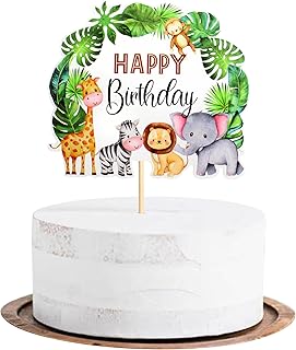 BLANOMOON 1PC Jungle Safari Animal Cake Topper Topper Zoo Zoo Theme Cake Decoration Happy Birthday Party Supplies Supplies.. DIAYTAR NIGERIA: Creating access to affordable products for every Nigerian with our swift delivery service.