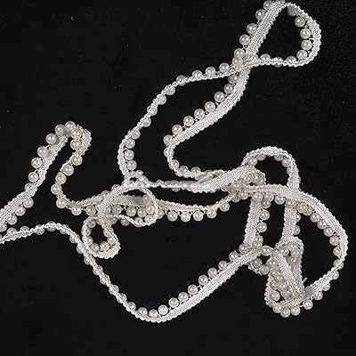 Zingmo 3 meters of vintage white pearl lace tape, beaded edge fabric, pearl lace garnish for seam, clothing, collar, wedding dress.. Need it fast? DIAYTAR Nigeria ships in just 5 to 8 days nationwide.