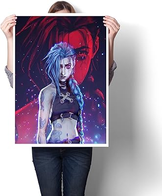 Jinx League of Legends Arcane Impression On Canvas Wall Decoration Salon Art Sticker Art Sticker Art Decoration Wall (40.64 x 50.8 cm).. Unlock endless possibilities with DIAYTAR NIGERIA's affordable marketplace and reliable delivery service.