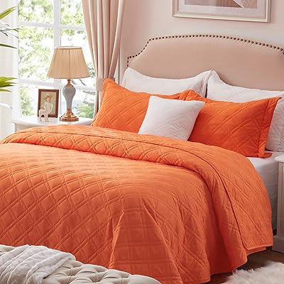 COSMED ART Light and soft orange double orange bed set, 2 rooms, all seasons quilted bed set, 1 duvet and 1 pillowcase.. DIAYTAR NIGERIA: Bringing quality products to your doorstep at prices that won't break the bank.