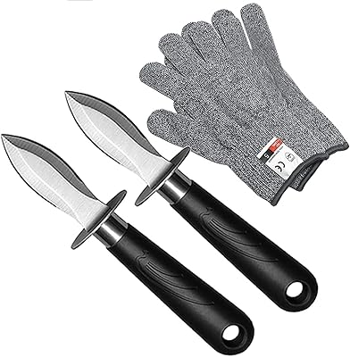 Set of oyster shaker knives, oyster knife and cut-resistant gloves, sea-open-fruits set, gift (2 knives + 1 pair of gloves).. Shop across categories at DIAYTAR NIGERIA with the confidence of prompt and budget-friendly delivery.