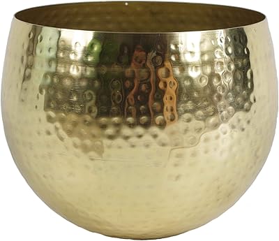LEAF -7199 Large jar of golden metal flowers gilded - Right edge, 22 cm x 18 cm.. DIAYTAR NIGERIA transforms how Nigerians shop with our affordable prices and dependable shipping times.