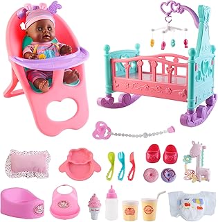 Deao Set of black doll with cradle together.. DIAYTAR NIGERIA makes quality accessible to all with our affordable prices and quick delivery service.