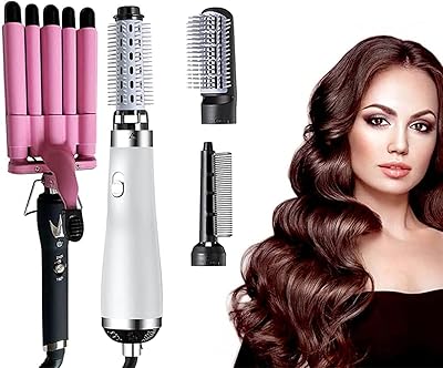 Skihzooc 2 -piece ceramic curling iron - 3 in 1 styling baguette - Hair drying brush in a step (white).. Get top brands at bottom prices, only on DIAYTAR Nigeria.