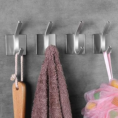Package of 4 hooks sticker adhesive door adhesive steel brushed robust walls to hang.. Easy checkout, quick delivery — shop now on DIAYTAR Nigeria.