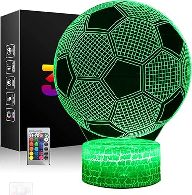Football night light for children's night lamp with 3D illusion 16 changing colors with remote control.. Your digital shopping ally, DIAYTAR NIGERIA offers extensive selection with budget-friendly delivery.