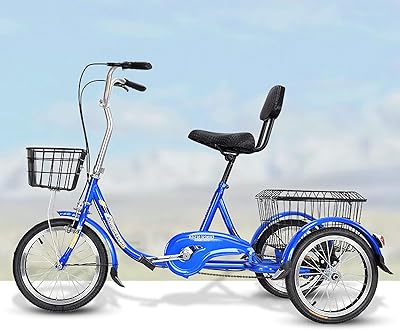 16 -inch adult tricycle with basket, tricycle for elderly women and men for leisure shopping (color: blue).. DIAYTAR Nigeria offers great deals, a huge product variety, and delivery in under a week.