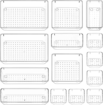 Set of organizers of Picaciotm Picaciotm 14 -room Picaciotm, drawing organizers and transparent storage bins of different sizes, transparent plastic storage bins for makeup, desk, kitchen, bedroom.. Experience the power of choice with DIAYTAR NIGERIA's extensive catalog delivered within the week.