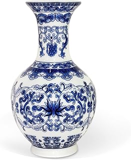 Fanquare Small vase in blue and white porcelain, decoration of Chinese vases, traditional ceramic flower vase, 14 cm.. DIAYTAR NIGERIA: Making online shopping accessible with affordable prices and nationwide delivery service.