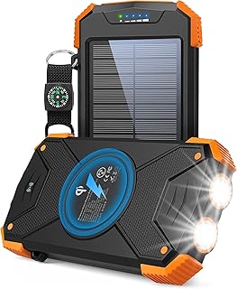 Liu Wei solar energy bank, Qi 10,000 mAh portable wireless charger, external battery with input/output type C, ultra -bright double pocket lamp, compass cable, solar panel charger for mobile (orange).. DIAYTAR NIGERIA brings the marketplace to your home with budget-friendly prices and nationwide delivery.