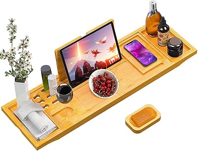 Bathroom tray, bamboo bath tray, Extensible SPA organizing tray for bathrooms, freeon-free bags, top quality bamboo waterproof and mold resistant.. Shop smarter, not harder with DIAYTAR NIGERIA - thousands of products at your fingertips with affordable delivery.
