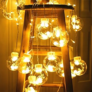 Light guirland with curtain in wishes ball, decorative lights for the house, hanging lights in glass for wedding, Christmas, Ramadan, Diwali gift for bedroom, house, works with batteries (hot white).. DIAYTAR Nigeria is your reliable online shopping destination offering an extensive range of products across all categories. Enjoy fast nationwide delivery in just 5 to 8 days and some of the lowest prices in the market.