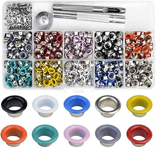 Kit of eyelet tools, 500 pieces of multicolored metal eyelets of 5 mm with eyelet fasteners for leather crafts, clothes, shoes, DIY and craft projects.. One platform, endless products — welcome to DIAYTAR Nigeria.