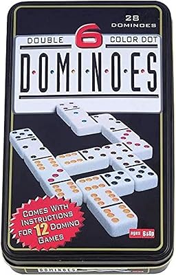 Domino game view in a white iron box for children, Double Domino game 6 colors Dominos in Multicolored Multicolor Standard for children in 6 colors, 28 pieces.. Experience DIAYTAR NIGERIA, where extensive product variety meets pocket-friendly prices and reliable delivery.