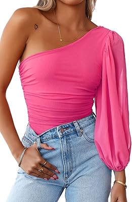 Long Lessor Long blouse for women, fitted cutting, a shoulder, long sleeves without straps.. DIAYTAR NIGERIA: Where shopping dreams become reality with budget-friendly prices and prompt delivery.