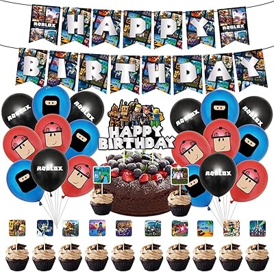 Roblox themed themed party supplies - 32 Roblox Party cupcake decorations pieces, Happy birthday suspended whirlwind decorations, banner toys for cake and party decorations.. Discover the perfect balance of selection and value with DIAYTAR NIGERIA's nationwide delivery service.