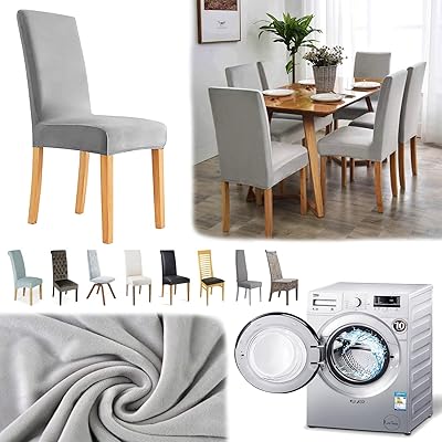 Thinsgo velvet dining chair covers, batch of 4/6, dining chair cover in mild velvet, non -slip kitchen chair covers, removable and washable dining chair covers (4 rooms, light gray).. Your digital shopping companion, DIAYTAR NIGERIA offers exceptional value with delivery in less than 8 days.