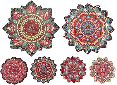 Set of 6 drinks for drinks, table decoration, non-slip wooden dish for hot pots and plates with mandala pattern, perfect for kitchen counters or dining tables.. Get your essentials without leaving home — thanks to DIAYTAR Nigeria.