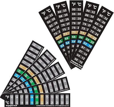 Stopping thermometer strip, digital temperature display for fermentation, brewing, wine, beer, kombucha or aquariums. 50-90F (10-32c) 5-artistal & 5-horizontal adhesive sticker Combo Pack (10).. DIAYTAR NIGERIA: Where quality meets affordability, with thousands of products delivered in less than 8 days.