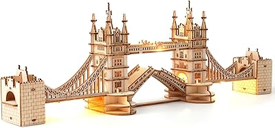 3D Robottime Wood 3D puzzle kit with LED light to build a DIY tower bridge for adolescents, birthday and interior decoration.. DIAYTAR NIGERIA transforms wishes into deliveries with our affordable and reliable e-commerce platform.