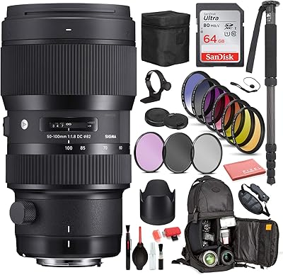 Objective Sigma 50-100mm f/1.8 DC HSM Art for Canon EF With Pack: SD SANDISK 64 GB card, game of 9 filters and more.. Your trusted marketplace, DIAYTAR NIGERIA offers comprehensive selection with budget-friendly delivery.