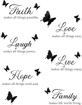 6 motivation wall stickers with 12 3D butterfly wall stickers with inspiring quotes for the decoration of the house and the office (black).. DIAYTAR NIGERIA makes quality accessible with our diverse product range and dependable delivery service.