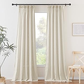 Transparent linen curtains Stang H 108 " - Ceiling curtains on the ground for patio door and desktop natural bohemian decor for intimacy, pleated breathable curtains for dining room, 34" wide x 108 "length, 2 panels.. Affordable luxury and fast service — only on DIAYTAR Nigeria.
