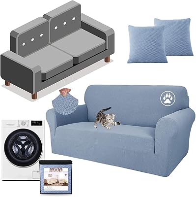 Skihd Creative Jacquard sofa covers with 2 pillowcases, ultra -stretchy non -slip sofa cover to protect furniture from dogs and domestic animals, elastic sofa covers with elastic background (2 places, light blue).. Join millions of satisfied shoppers using DIAYTAR Nigeria every day.