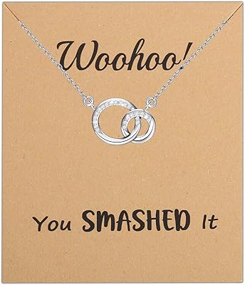 Funny Cyting gift with Woohoo congratulations card you broke it celebration necklace graduation gift for women.. DIAYTAR NIGERIA revolutionizes online shopping with competitive prices and reliable 5-8 day delivery.